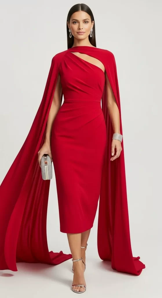  The Dramatic Scarlet Cape Gown