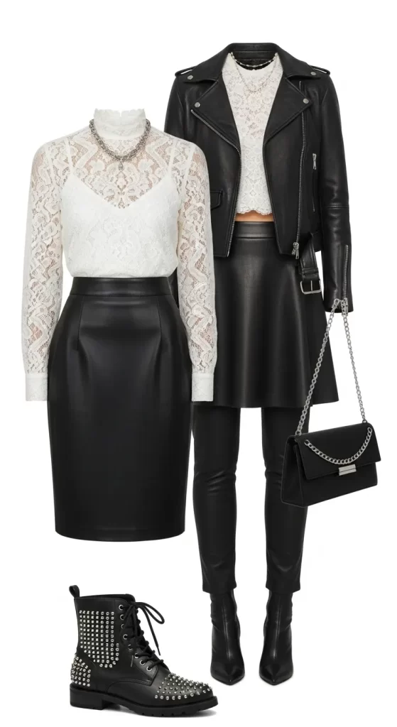 The Lace Blouse with a Leather Edge
