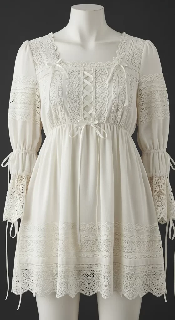 The Ivory Lace Poet Dress