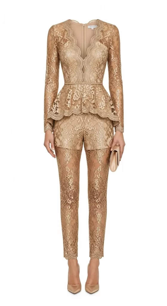  The Gilded Lace Peplum Jumpsuit