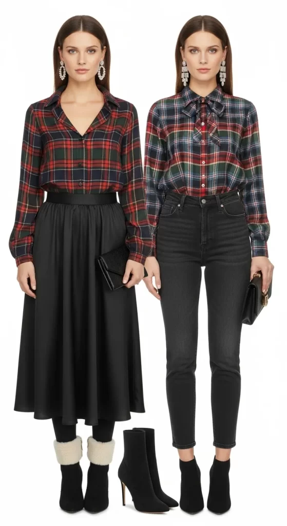 The Festive Holiday Plaid Blouse