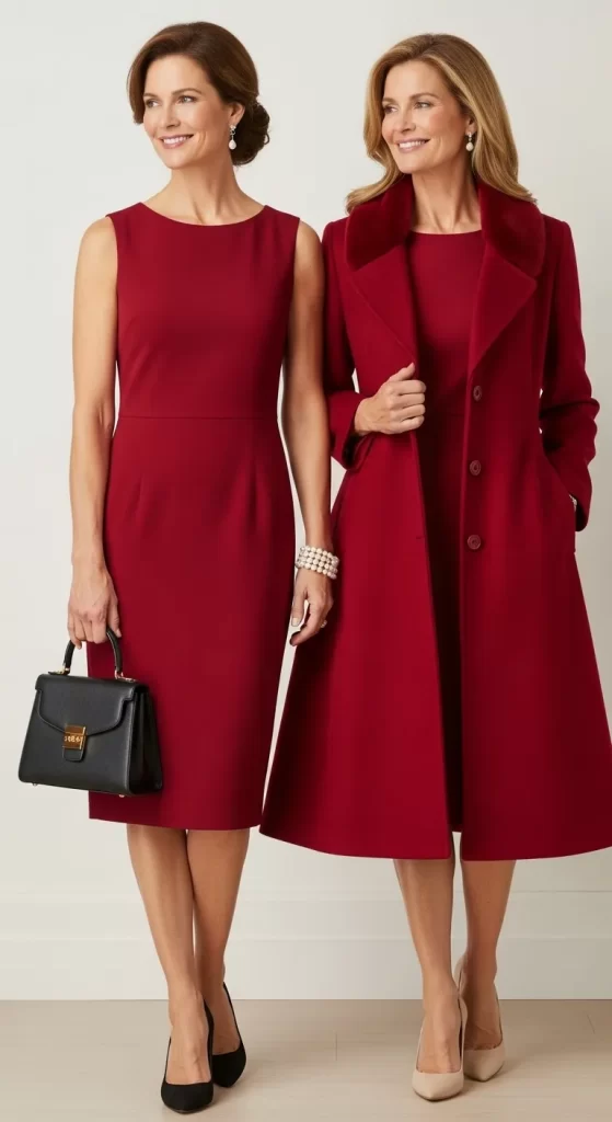 The Crimson Sheath and Coat Duo
