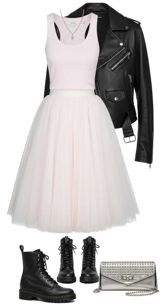 The Playful Tulle Skirt and Biker Jacket
