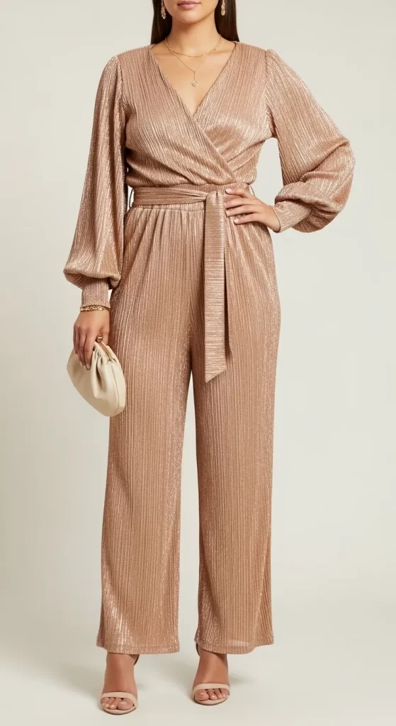 The Rose Gold Plissé Jumpsuit