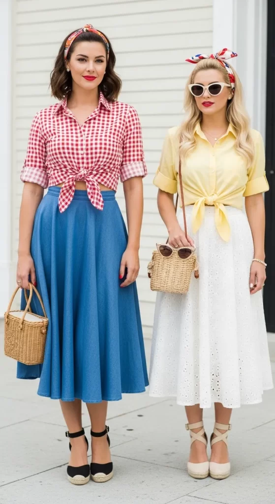  The Retro Tie-Front Blouse