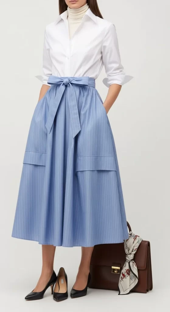 The Pinstripe Midi Skirt
