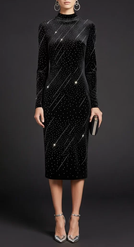 The Starry Night Velvet Dress