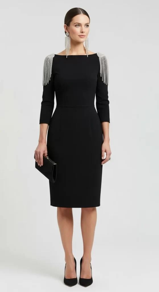 The Embellished-Shoulder Sheath Dress