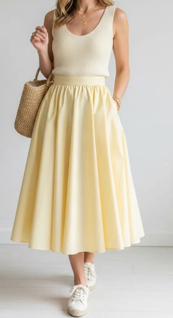 The Sunshine Yellow Midi Skirt Ensemble