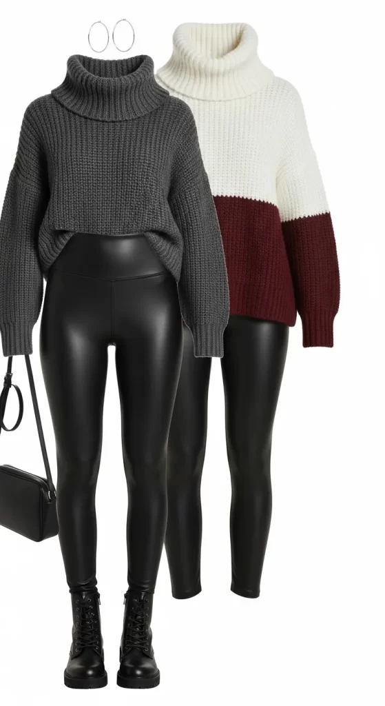 The Cozy Turtleneck and Faux Leather Leggings