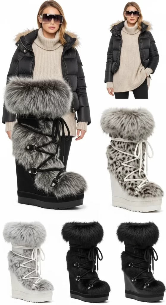 The Faux Fur Wedge Snow Boot