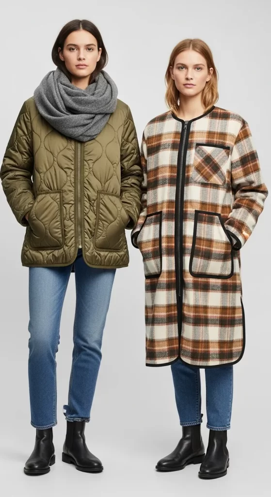  The Essential Quilted Jacket & Plaid Coatigan