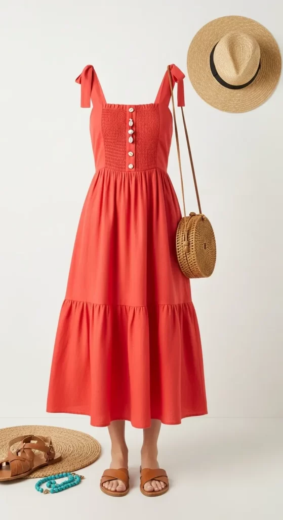 The Sun-Kissed Coral Sundress