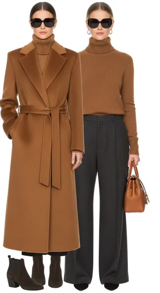 The Monochrome Camel Wrap Coat