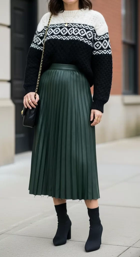 The Pleated Faux Leather Skirt