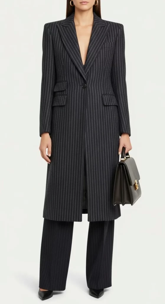 The Power Pinstripe Longline Blazer
