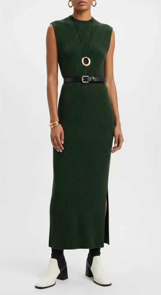 The Forest Green Column Dress