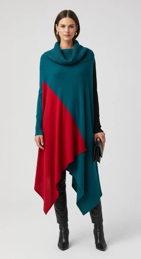 The Bold Color-Block Poncho