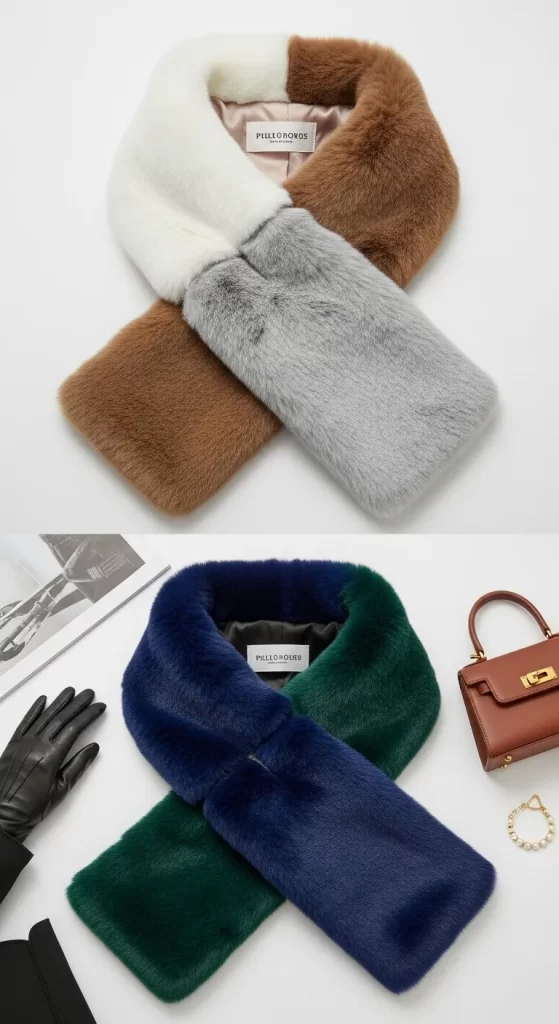 The Chic Color-Block Faux Fur Scarf