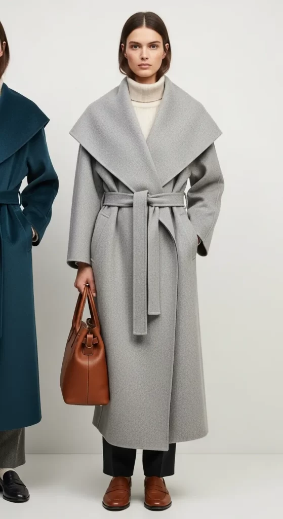 The Statement-Collar Wool Wrap Coat