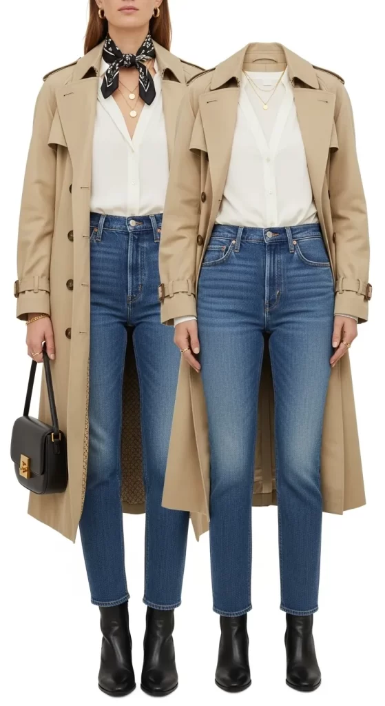 The Chic Trench & Denim Duo The Chic Trench & Denim Duo