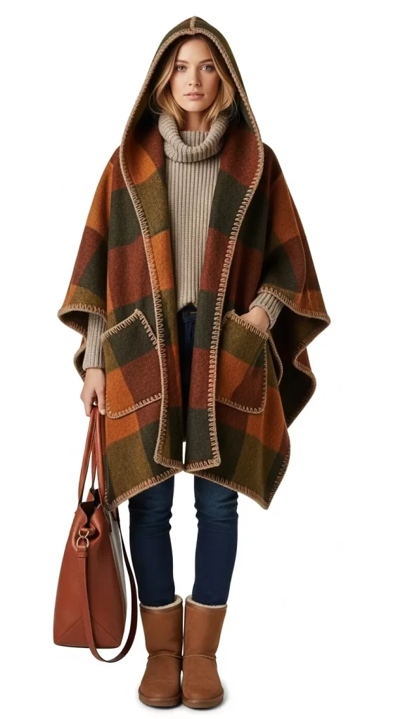The Cozy Plaid Poncho