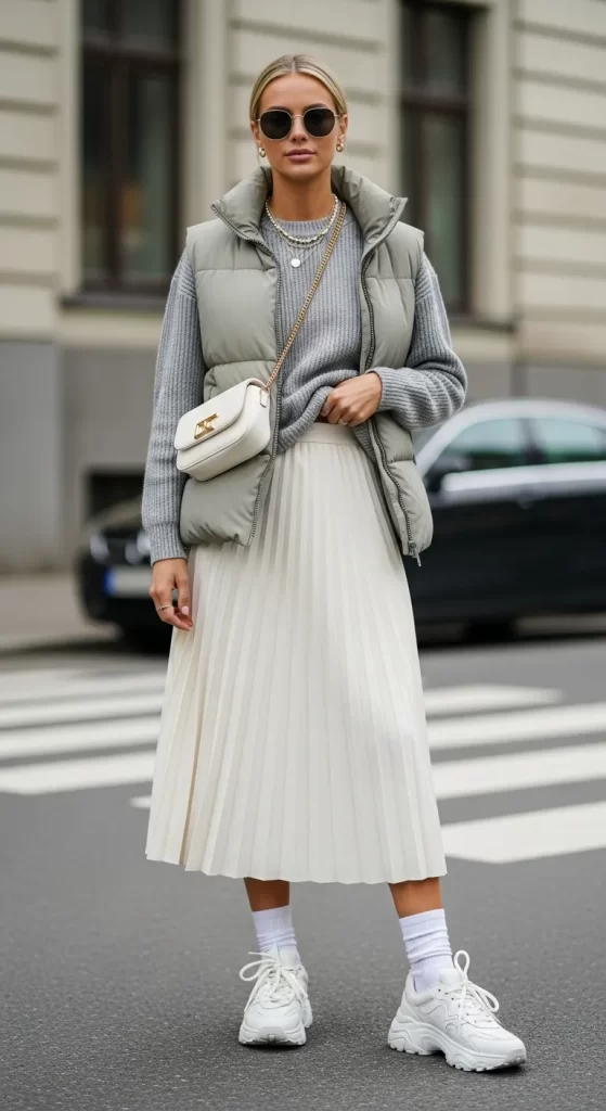 The Pleated Skirt and Sneakers The Pleated Skirt and Sneakers